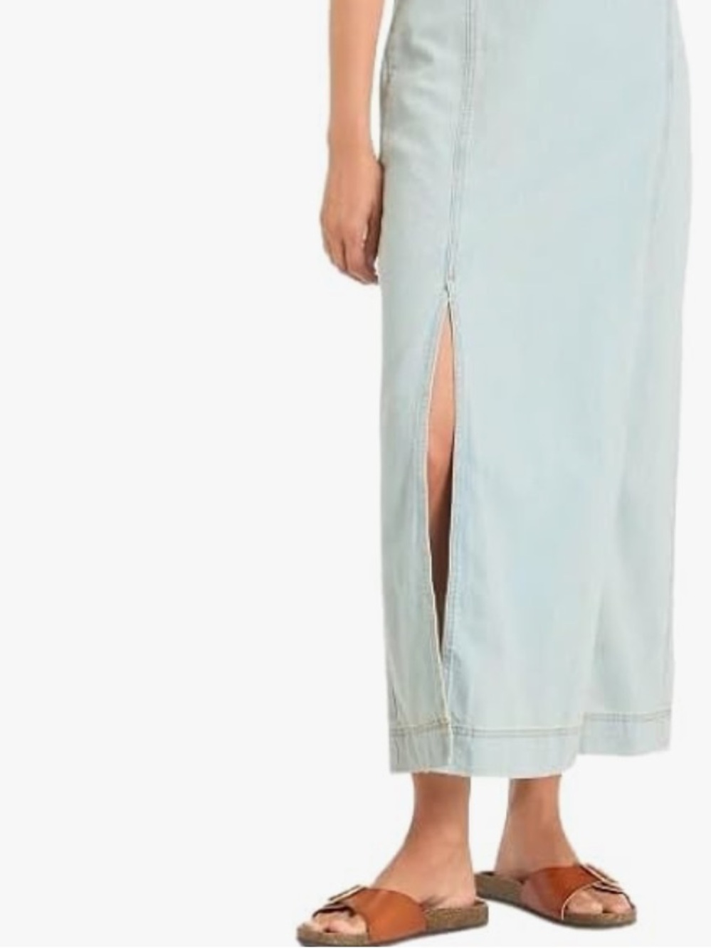 NWT Women's Cami Denim Maxi Jean Dress Light Wash Cotton Boho Cottagecore Size L - Picture 6 of 15